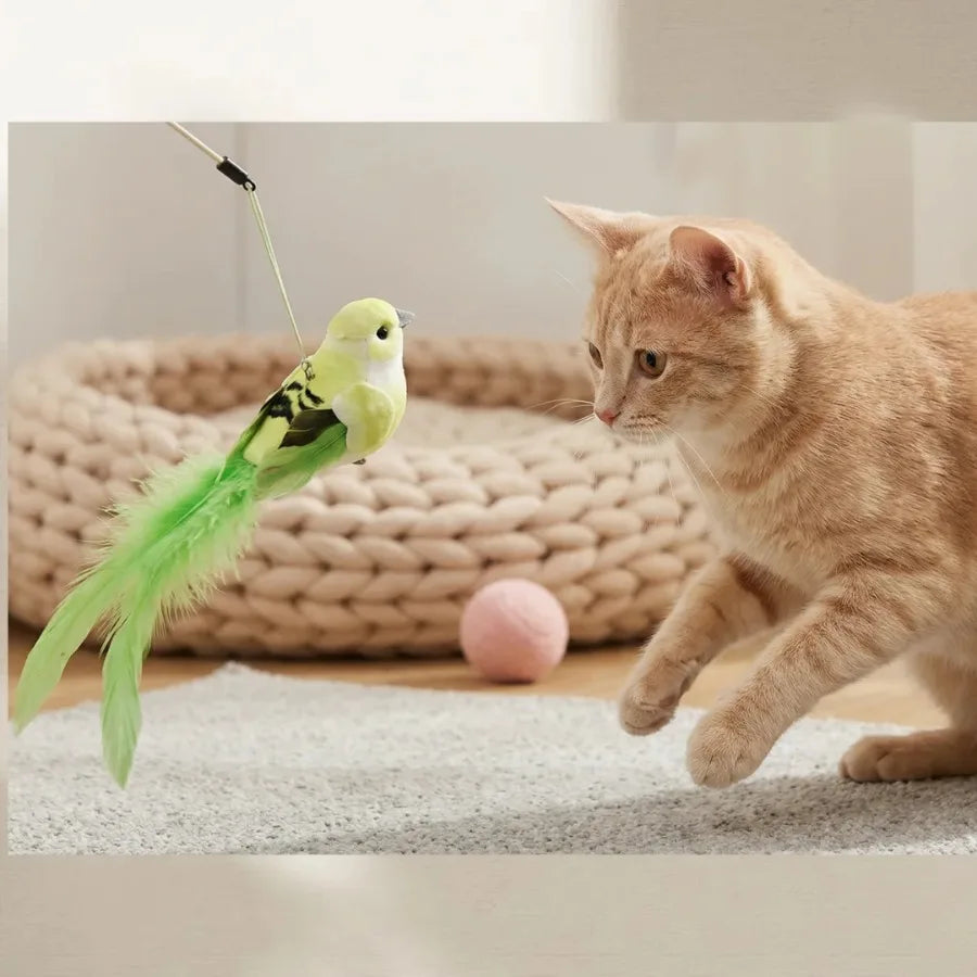 Bird-Shaped Cat Toy Replacement Head 1 PC, Green Plastic Chew-Resistant Accessory, Lightweight Interactive Teaser Toy