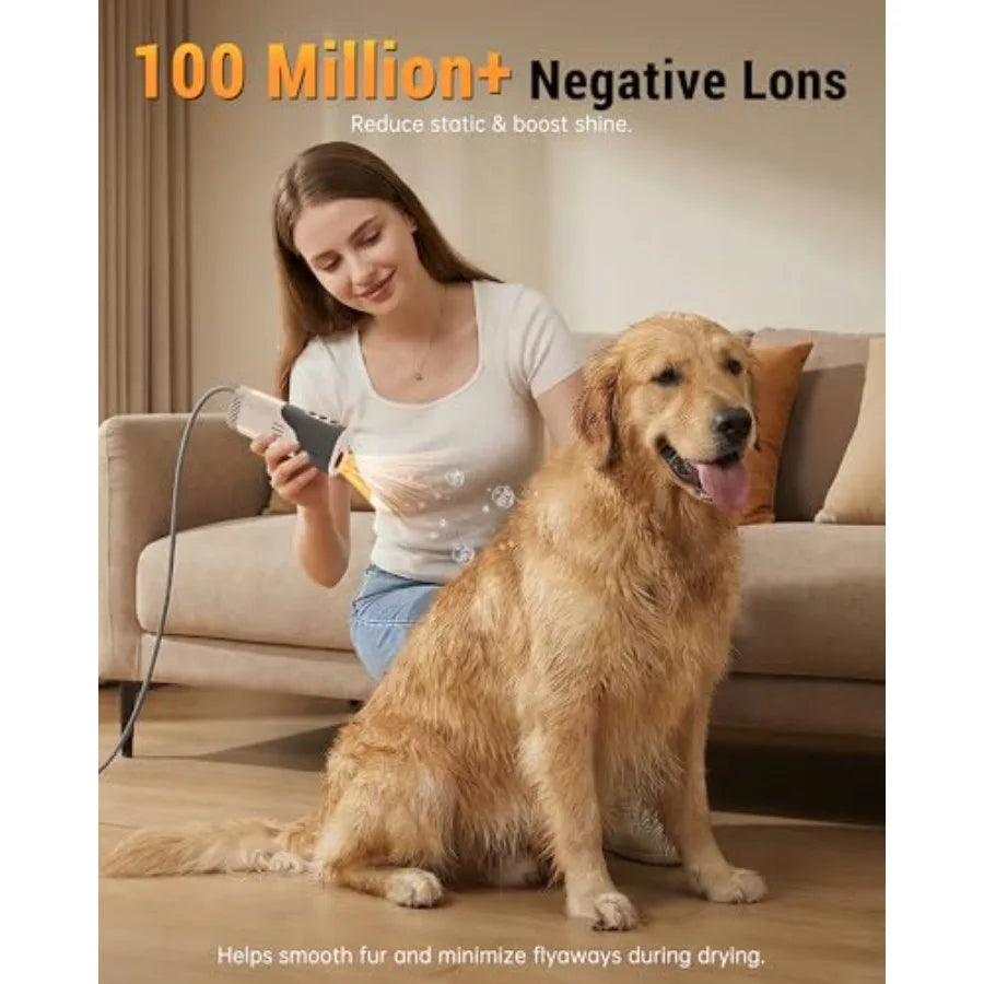 Hands-Free Dog Dryer for Pet Grooming 110 000 RPM High Velocity Pet Hair Dryer 1300W Powerful Neck Hanging Design 3 Speeds