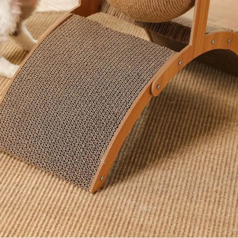 2 In 1 Wooden Cat Scratching Ball Sisal Scratch Board Durable Grinding Paw Toy Solid Wood Scraper