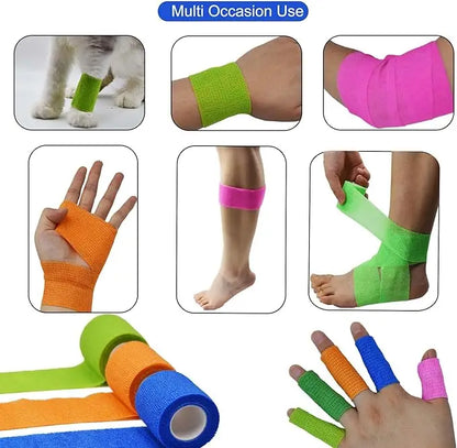 Human & Pet Self-Adherent Bandage - Breathable Elastic Cohesive Wrap for Sports Injuries, Joint Support & Pet Wound Dressing