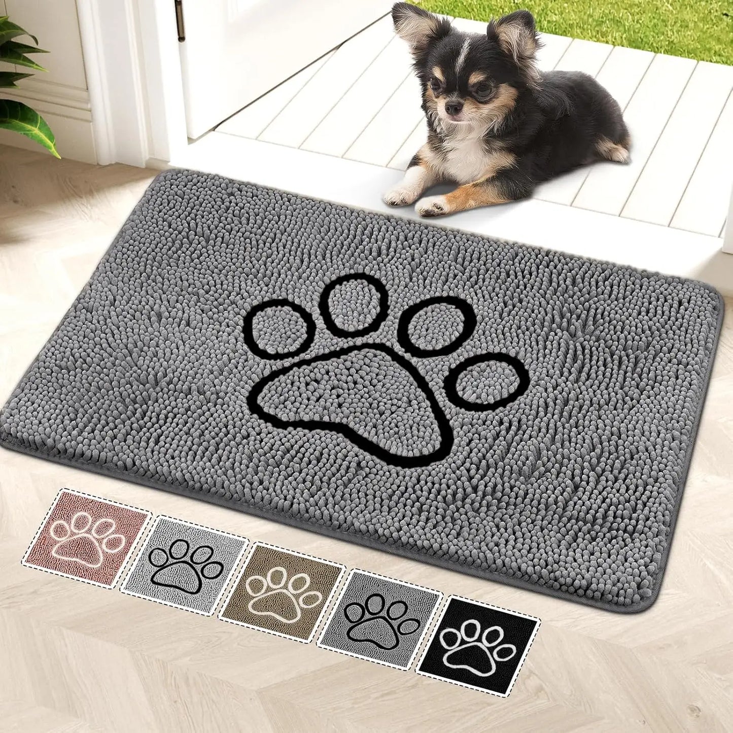 Super Absorbent Dog Door Mat, 30"x20" Anti Slip Mat for Muddy Paws, Washable Pet Rug for Dirty Paws
