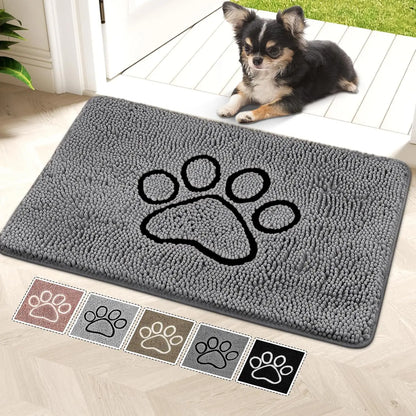 Super Absorbent Dog Door Mat, 30"x20" Anti Slip Mat for Muddy Paws, Washable Pet Rug for Dirty Paws