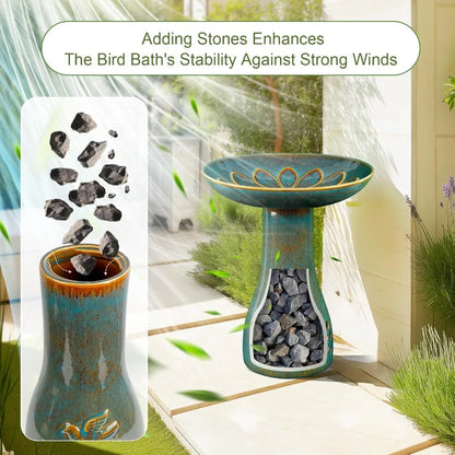 Bird Bath for Outdoors, 21.5 inch Heavy Duty Bird Bath, Weather-Resistant Birdbath for Outdoor Garden Use, Attracts Birds