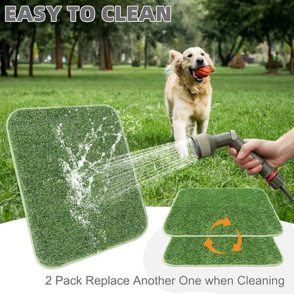 2 Pack 32x38in Washable Dog Grass Pads, Artificial Turf for Puppy Potty Training, Leakproof Reusable