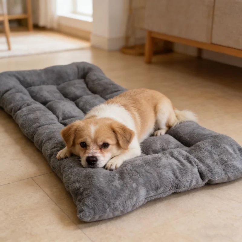 Extra Large Plush Dog Bed Sofa Thickened Super Soft Polyester Pet Mat Dog Crate Mat Bed For Small Medium Large Dog