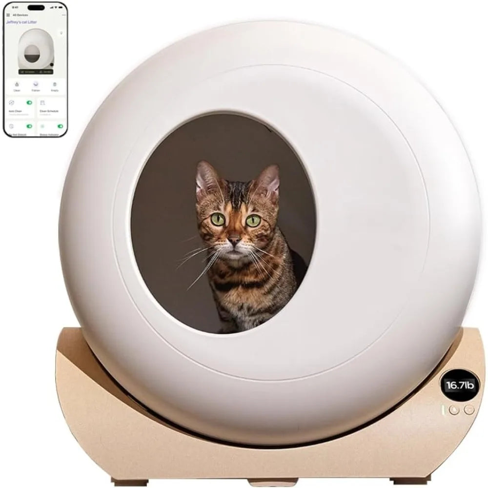 Self Cleaning Litter Box | APP + Automatic (All Cats Compatible) | Odor Control, Spacious Interior & Large Wastes Bin