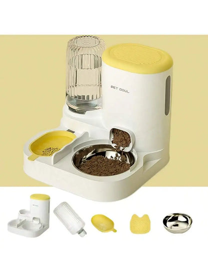 Two-In-One Automatic Cat Water Dispenser Set-Detachable, Washable, Automatic Feeding Station, Indoor Cat Food Bowl