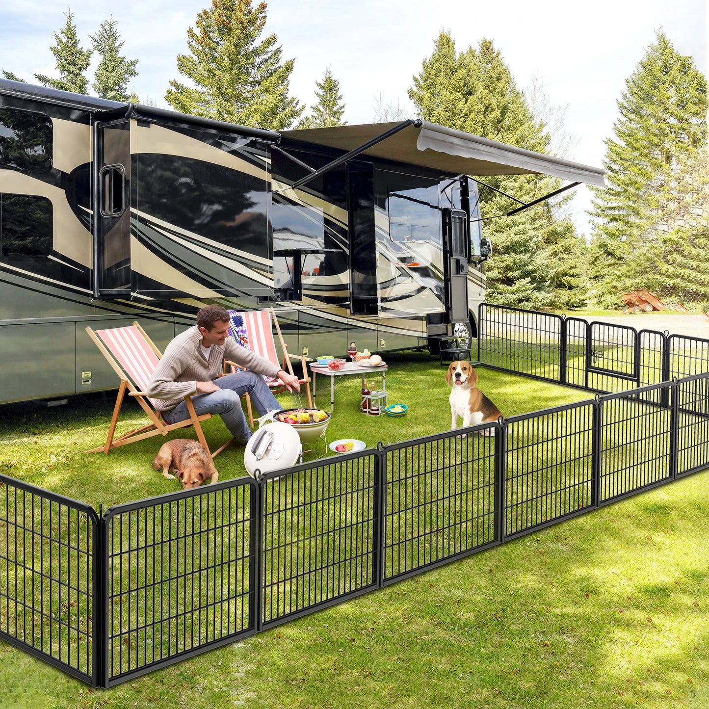 Dog Playpen 16 Panel Foldable Metal Pet Exercise Pen 24 Inch Outdoor Yard Camping Puppy Containment Fence Portable Pet