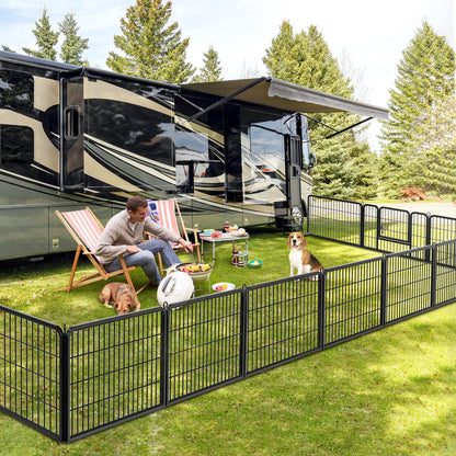 Dog Playpen 16 Panel Foldable Metal Pet Exercise Pen 24 Inch Outdoor Yard Camping Puppy Containment Fence Portable Pet