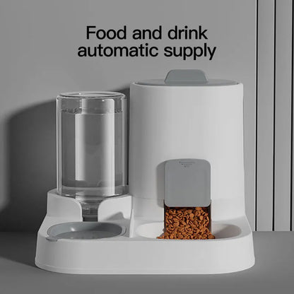 1-Pack Automatic Gravity-Fed Cat Water Dispenser & Feeder - Spill-Proof Large Capacity One-Piece Design,