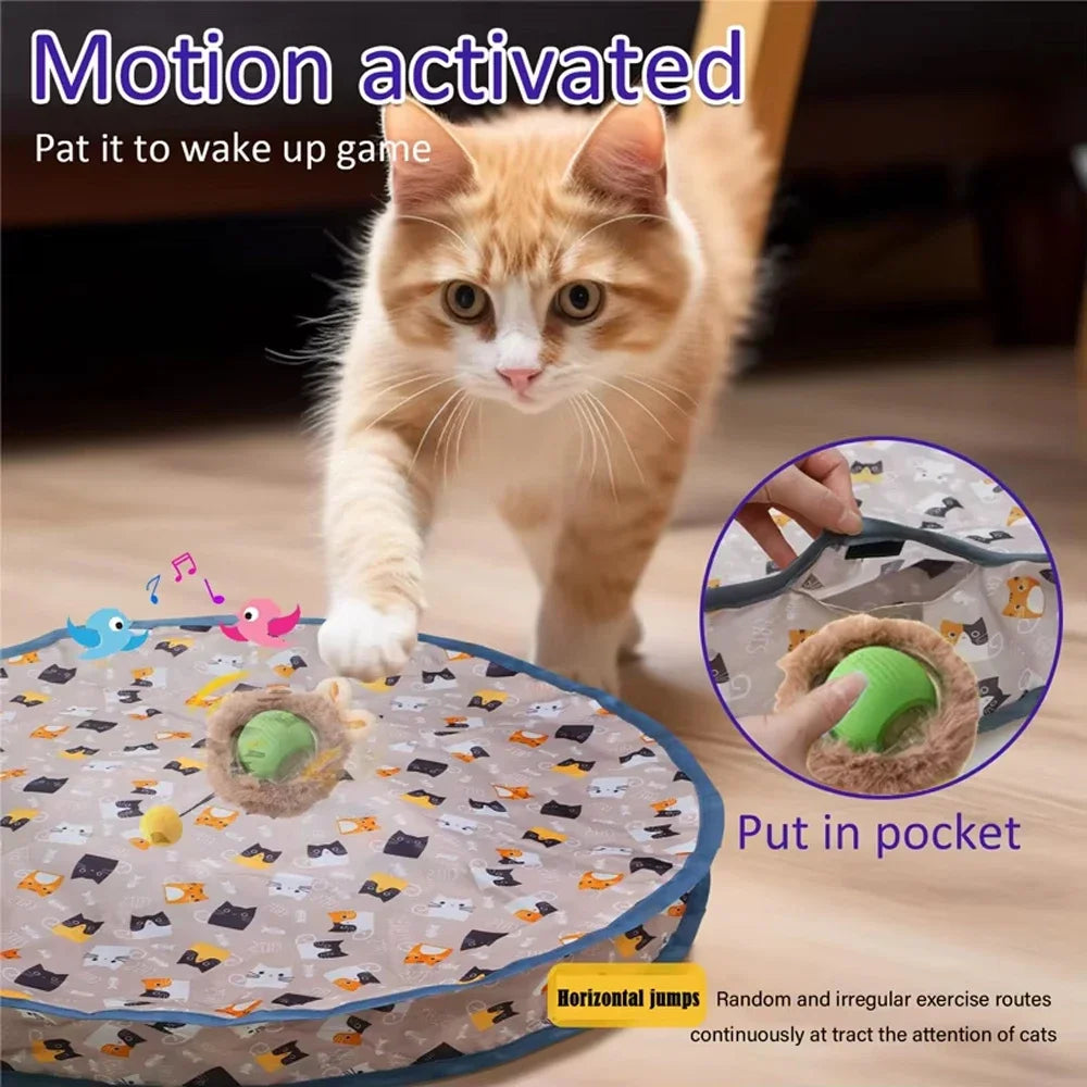 Smart Interactive Cat Toys Ball Fast Rolling in Pouch Hide and Seek Kitten Motion Activated Interactive Indoor