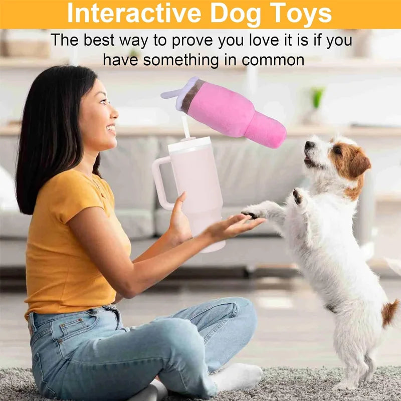 Cute Pink Squeaky Dog Cup Toy - Safety Design Chew Toy for Small/Medium/Large Dogs Exercise & Birthday Accompany