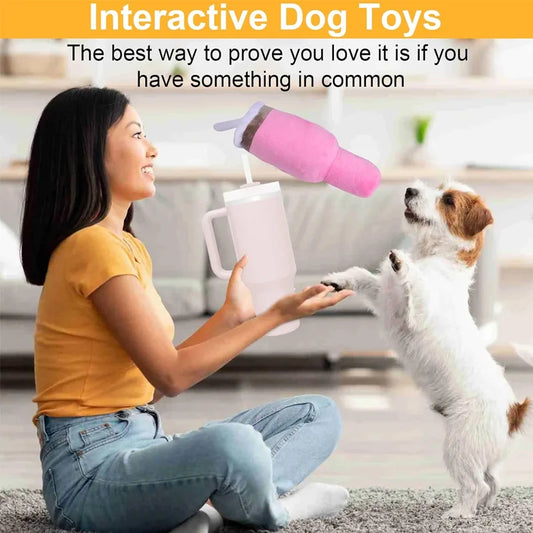 Cute Pink Squeaky Dog Cup Toy - Safety Design Chew Toy for Small/Medium/Large Dogs Exercise & Birthday Accompany