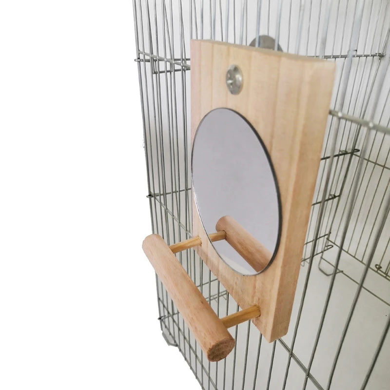 Bird Mirror with Perch Parrot Birdcage Stands for African Greys Cockatiels