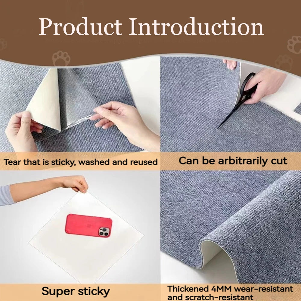 Self-Adhesive Trimmable Cat Scratching Carpet Sofa Furniture Protector