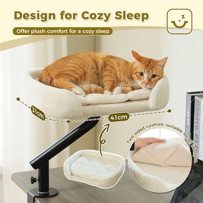 Cat Desk Bed, 360° Rotatable Cat Bed Stand for Indoor Cats, Adjustable Cat Basket, Cats Hammock for Table,