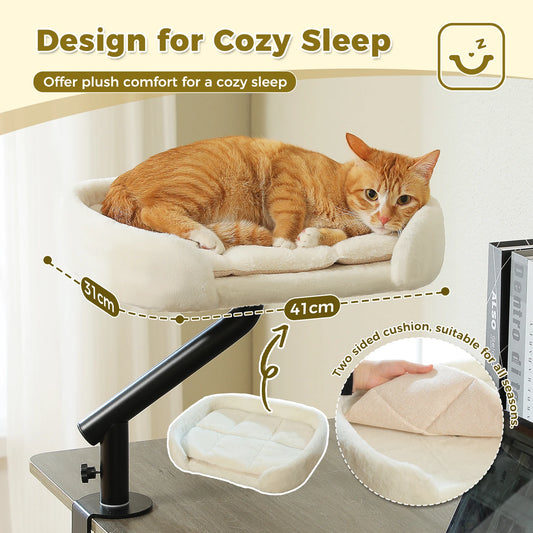 Cat Desk Bed, 360° Rotatable Cat Bed Stand for Indoor Cats, Adjustable Cat Basket, Cats Hammock for Table,