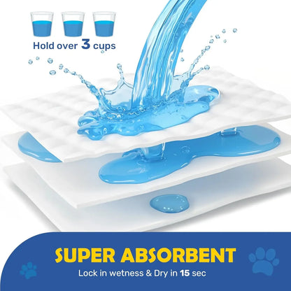 Super Absorbent Waterproof Pet Training Pads, Blue, 50 Pack for Dogs and Puppies