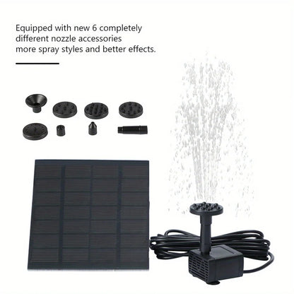 Solar Fountain with 6 Nozzles - 1.4W Solar Panel Floating Water Pump for Bird Baths, Pools, Garden DIY Waterfall
