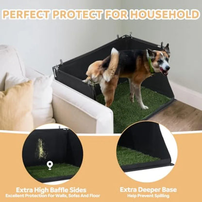 Dog Pee Pad Holder with Artificial Grass 33.8 * 24 * 17.7 in Foldable Indoor Dog Potty Tray with Hemmed Edge No Spill Pee Pad H