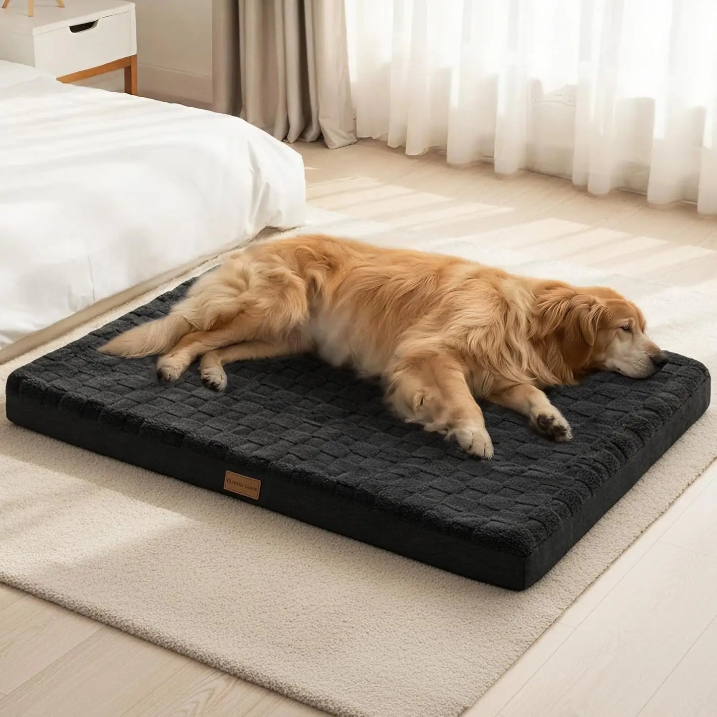 Orthopedic Dog Bed XL 48x30 Inch, Waterproof Egg Crate Foam Pet Bed with Removable Washable Cover, Non-Skid Bottom