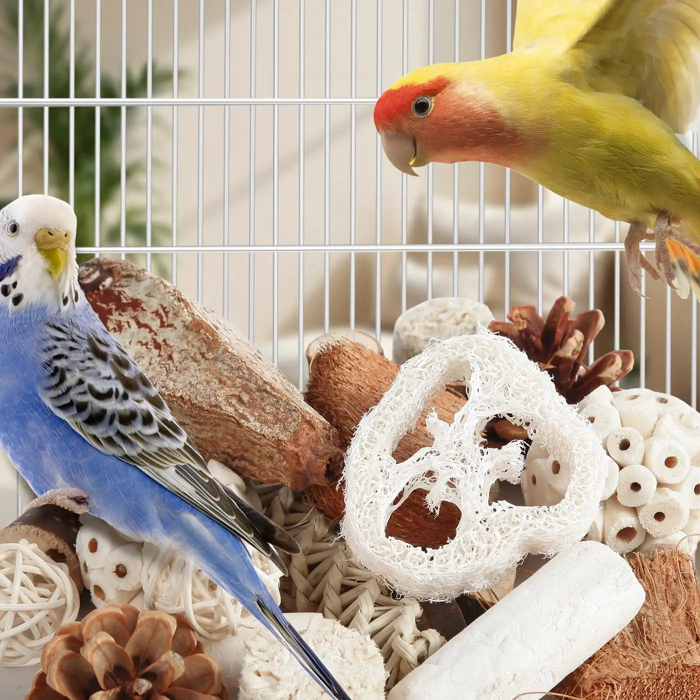 Bird Toys Parrot Toys Natural Bird Foraging Box Foot for Parakeets,Cockatiels,Conures,Love Birds,and Other Small to Medium Birds