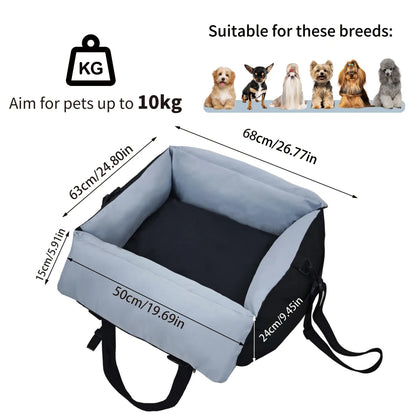Dog Car Seat for Small Dogs Washable Pet Booster with Safety Belt Puppy Travel Carrier Bed Black/Green up to 22 lbs