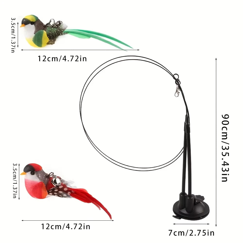 Interactive Cat Wand - Non-slip suction cup base and double-locking grip design, no batteries required, suitable for indoor