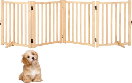 Freestanding Dog Gate, Foldable Pet Gate with Support Feet, Indoor Dog Fence for The House,Doorways, Stairs.