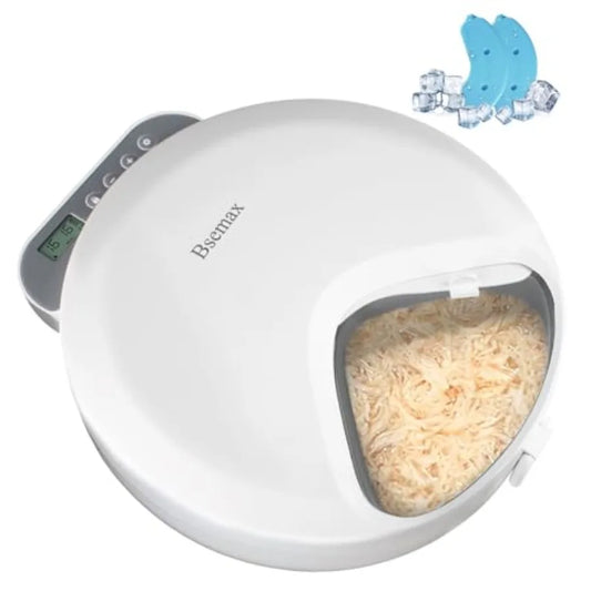 Automatic Wet Food Cat Dog Feeder Auto Refrigerated Wet Foods 4 Meal Timed Fresh Foods Dispenser with 2 Ice Pa
