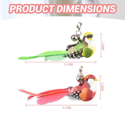 Interactive Bird Cat Toy Replacement Head, Plastic Chew-Proof Kitten Teaser Refill, Green Red Durable Cat Playing Accessories