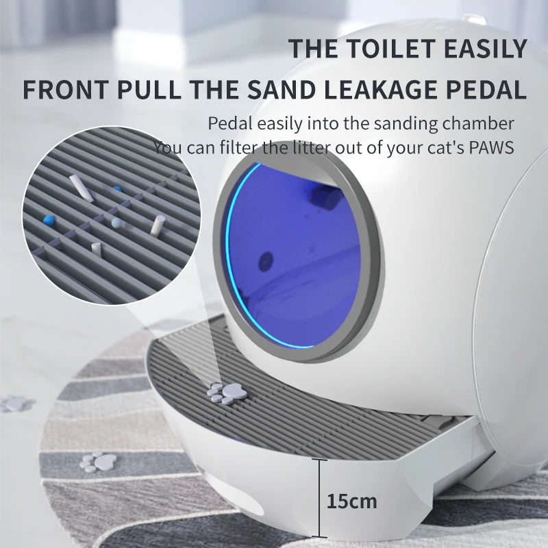 Automatic Cat Litter Box Large WIFI Controlled Cleaning UV Sterilisation Anti-splash Intelligent Luxury Cat Litter Pan