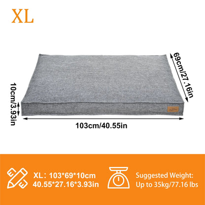 M/L/XL/2XL Dog Beds Cozy Cushion for Medium Large Dogs Rectangular Pet Bed Sleep Mat with Linen Cover Foam Base Waterproof Lining