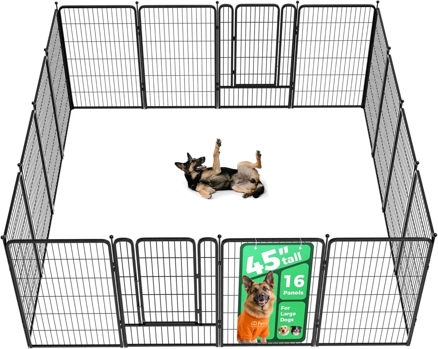 Outdoor dog game fence, suitable for indoor, courtyard, RV camping, 45 inch 16 panel, suitable for large dogs