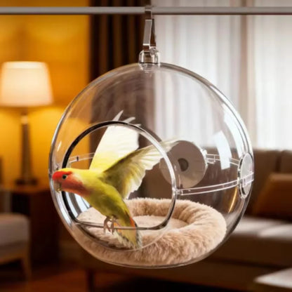 Transparent Bird Nest for Tiger Skin Peonies Pearl Birds All-Season Universal Bird House Detachable Washable Bird Cage Nest