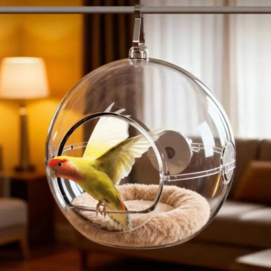 Transparent Bird Nest for Tiger Skin Peonies Pearl Birds All-Season Universal Bird House Detachable Washable Bird Cage Nest