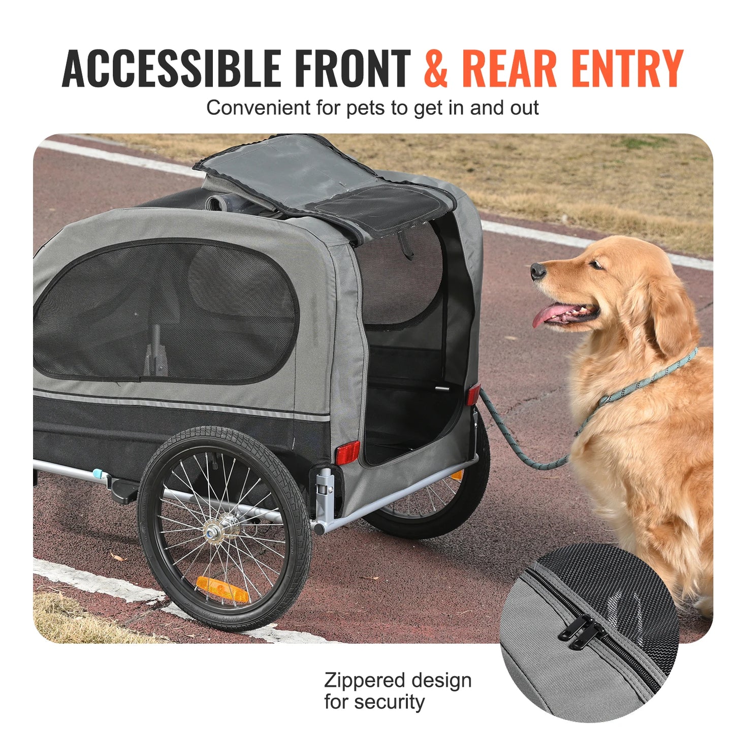 SucceBuy 88lbs Dog Bike Trailer Pet Cart Bicycle Carrier with Wheels Coupler Reflectors Flag Collapsible to Store