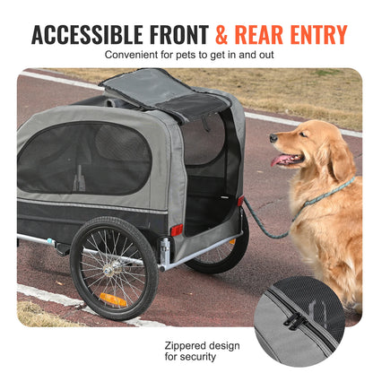 SucceBuy 88lbs Dog Bike Trailer Pet Cart Bicycle Carrier with Wheels Coupler Reflectors Flag Collapsible to Store