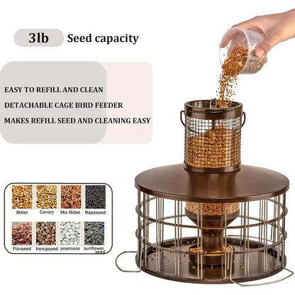Upgraded Squirrel Proof Bird Feeders, 3Lbs Capacity Caged Bird Feeder, Innovative DIY Starling-Proof