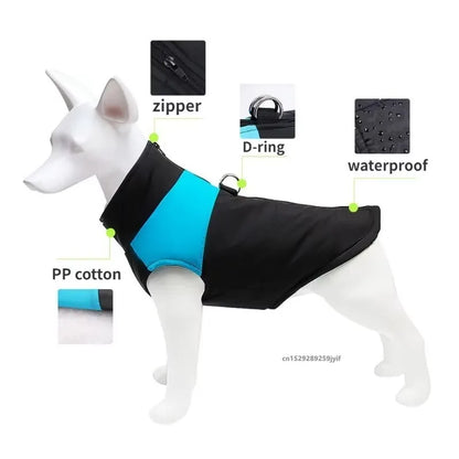 Waterproof Warm Dog Clothes Pet Coat Winter Vest Padded Zipper Jacket Small Medium Big Dogs