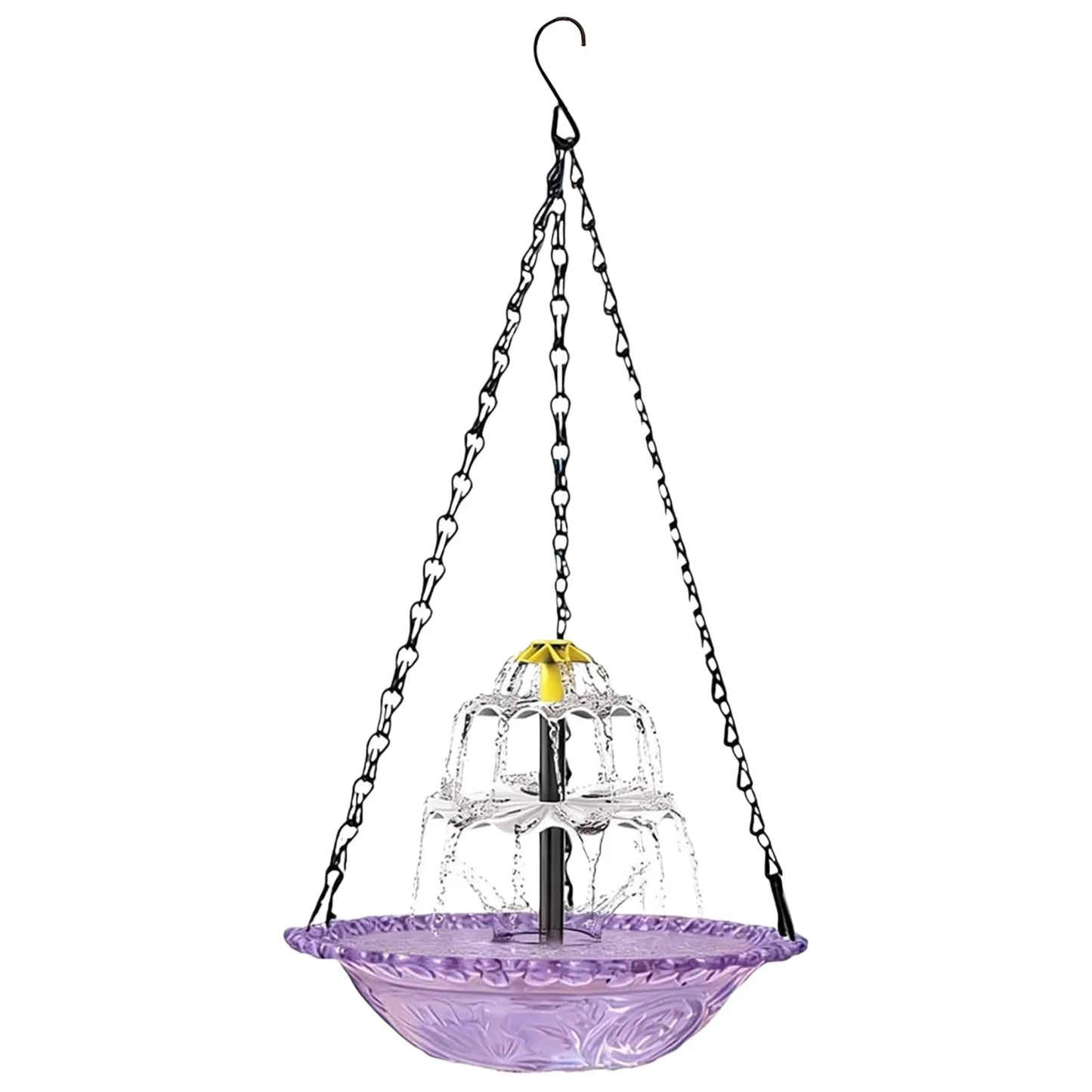 Bird Feeder Hanging Bird Bath with Fountain Outdoor Bird Drinking Tray with Hook for Garden Backyard Yard Patio Wildlife Feeder