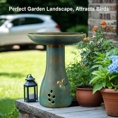 Bird Bath for Outdoors, 21.5 inch Heavy Duty Bird Bath, Weather-Resistant Birdbath for Outdoor Garden Use, Attracts Birds