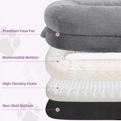 71x43 Inch Human Size Dog Bed, Orthopedic Waterproof Washable Cover, Soft Calming Lounger for Adults & Pets