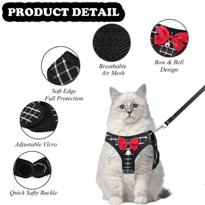Adjustable Pet Harness with Bow Tie Leash Set Stylish Tuxedo Vest for Small Dogs and Cats Harnesses Leads Dog Supplies