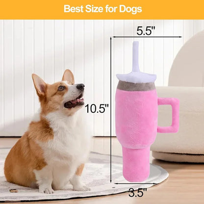 Cute Pink Squeaky Dog Cup Toy - Safety Design Chew Toy for Small/Medium/Large Dogs Exercise & Birthday Accompany