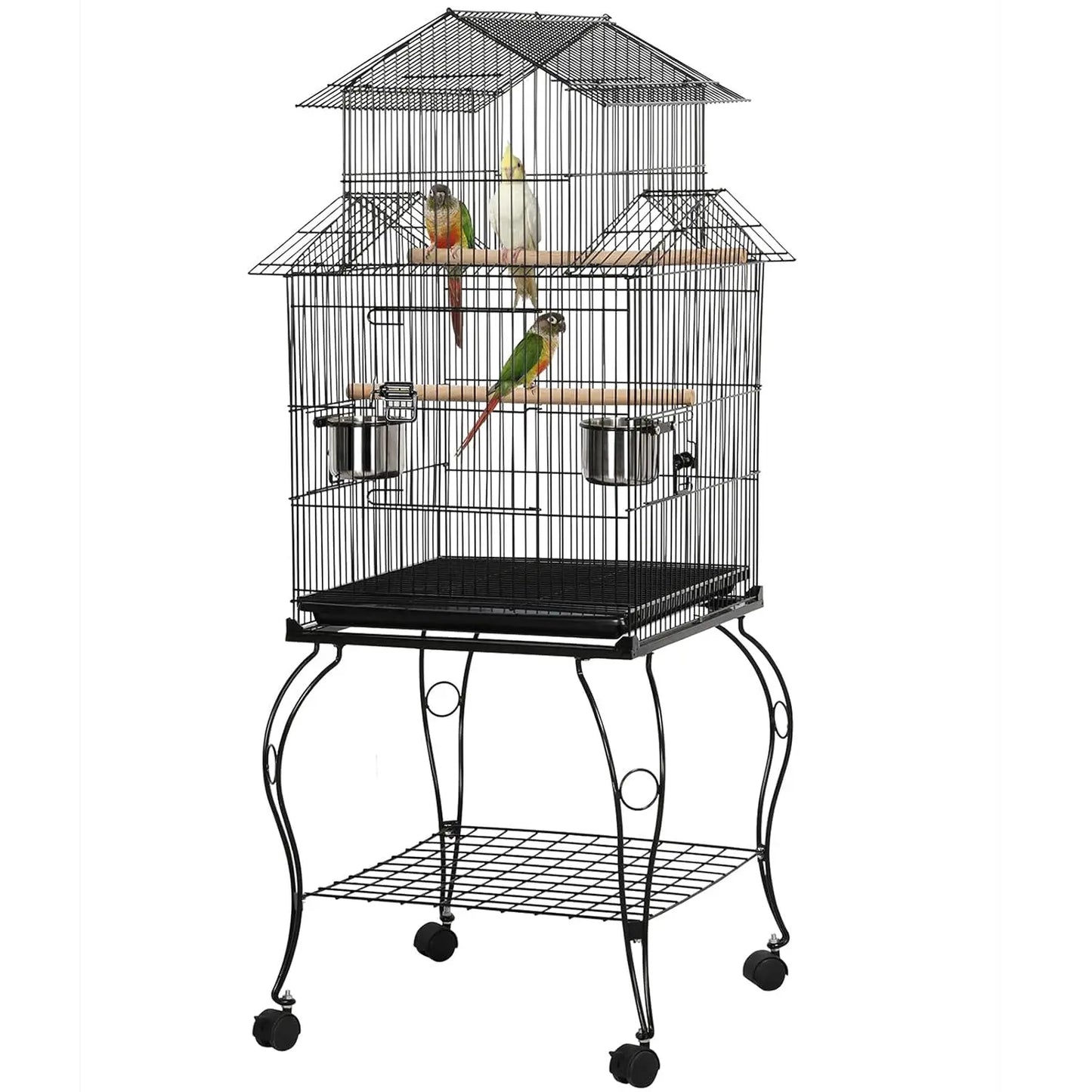 Budgie Cage 55-inch Rolling Standing Triple Roof Medium Parrot Cage Pet Bird Cage with Detachable Stand for, Customized