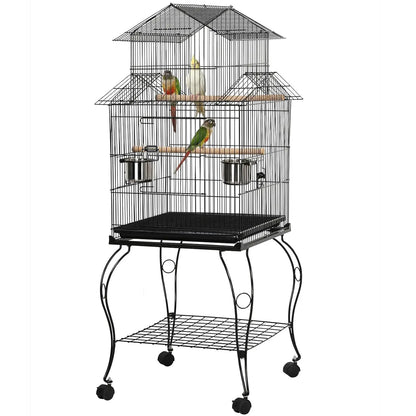 Budgie Cage 55-inch Rolling Standing Triple Roof Medium Parrot Cage Pet Bird Cage with Detachable Stand for, Customized