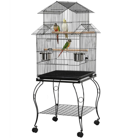 Budgie Cage 55-inch Rolling Standing Triple Roof Medium Parrot Cage Pet Bird Cage with Detachable Stand for, Customized