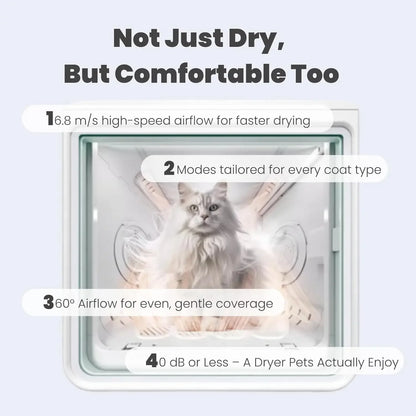 Low Noise Pet Dryer Box, 20 Air Vents, Gentle Fur Care, Smart App & All-Season Safety Grooming, Custom
