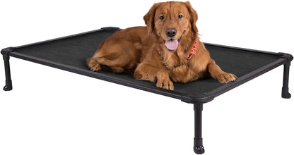 Elevated Cooling Dog Bed - Chew Proof Raised Cot with Rustless Frame & Breathable Mesh, Indoor Outdoor Use
